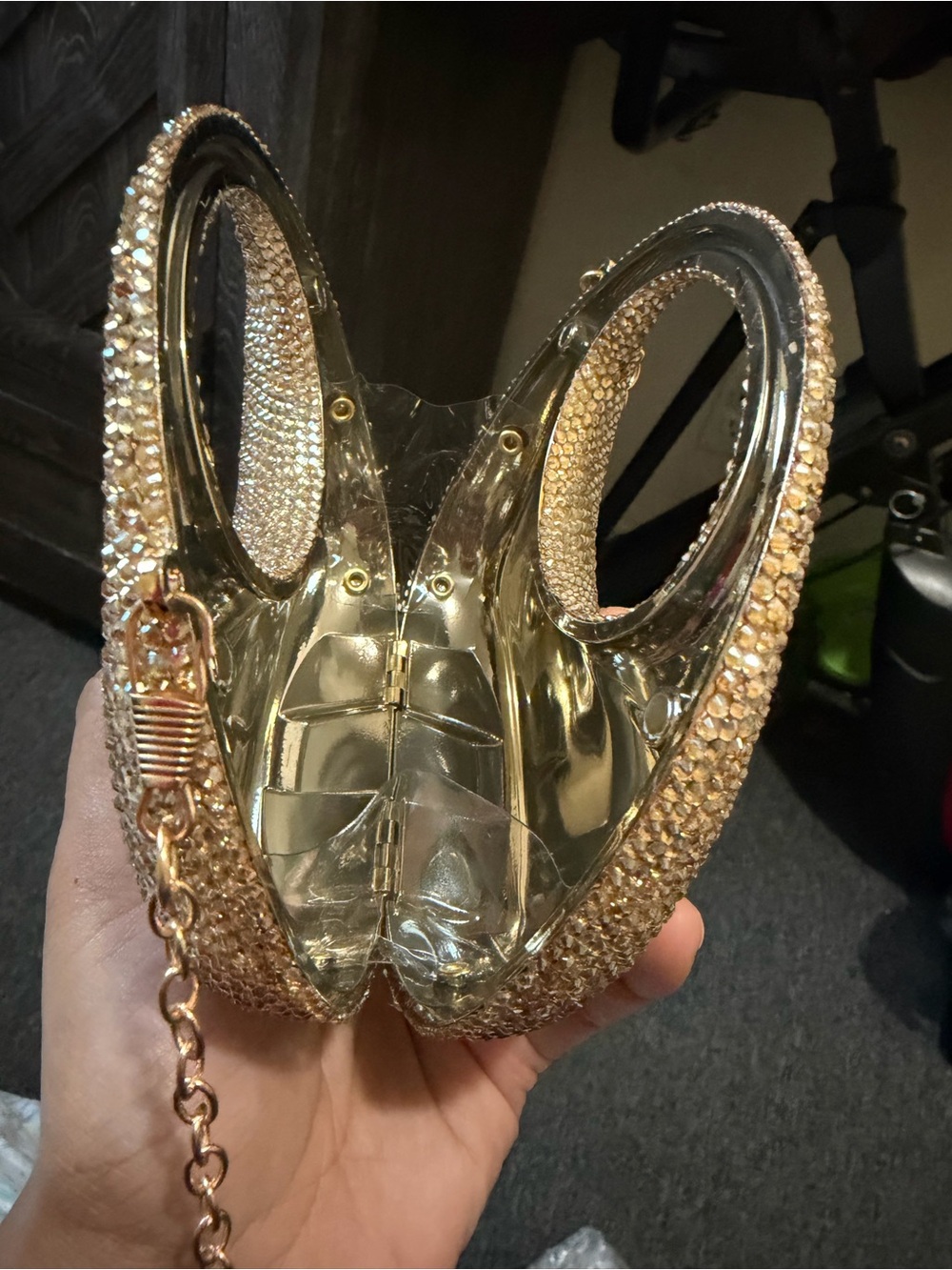 Gold Crystal Evening Clutch Bag - Elegant Sparkle